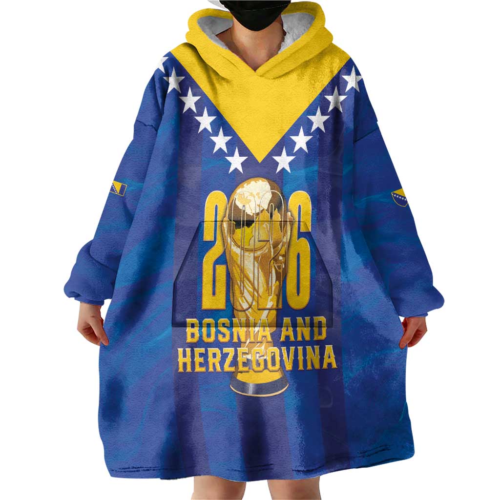 Custom Football 2026 Bosnia And Herzegovina Wearable Blanket Hoodie Trophy Style