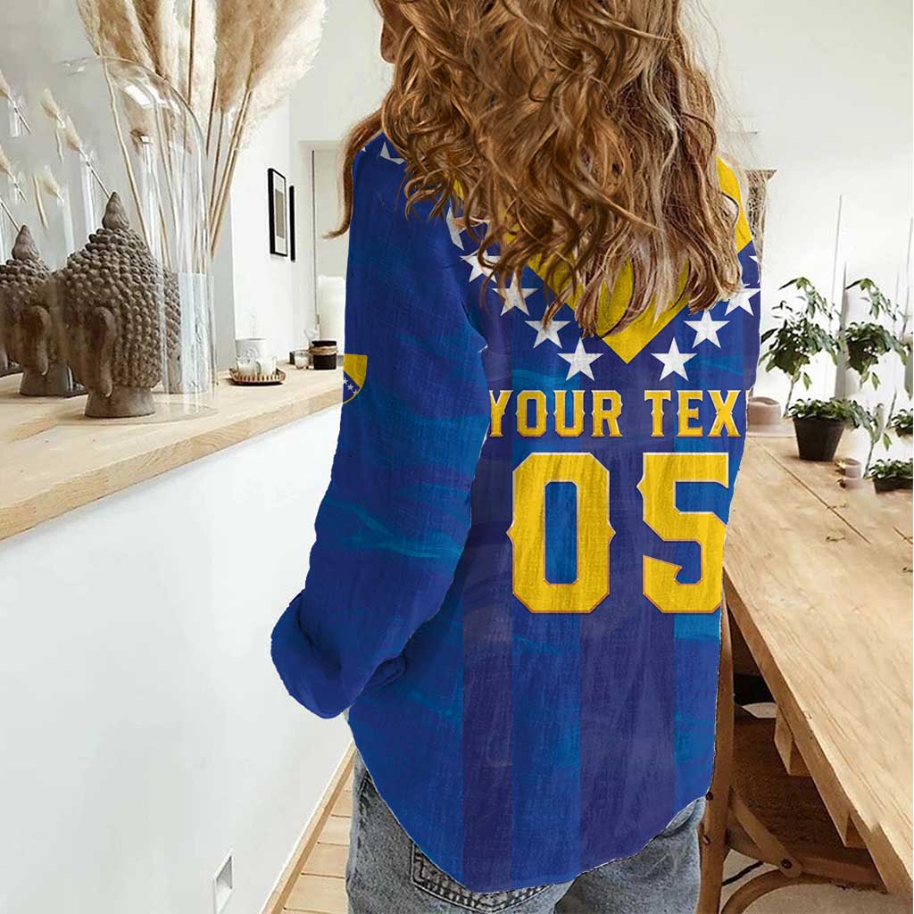 Custom Football 2026 Bosnia And Herzegovina Women Casual Shirt Trophy Style