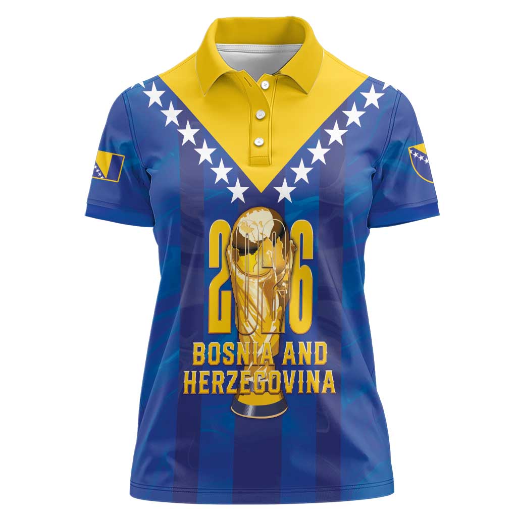 Custom Football 2026 Bosnia And Herzegovina Women Polo Shirt Trophy Style