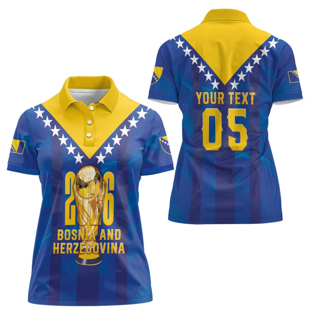 Custom Football 2026 Bosnia And Herzegovina Women Polo Shirt Trophy Style