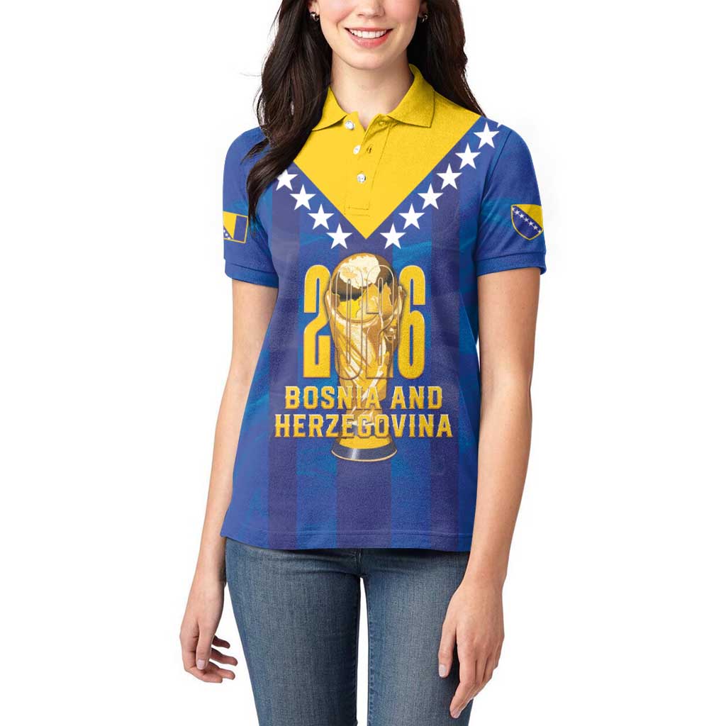 Custom Football 2026 Bosnia And Herzegovina Women Polo Shirt Trophy Style