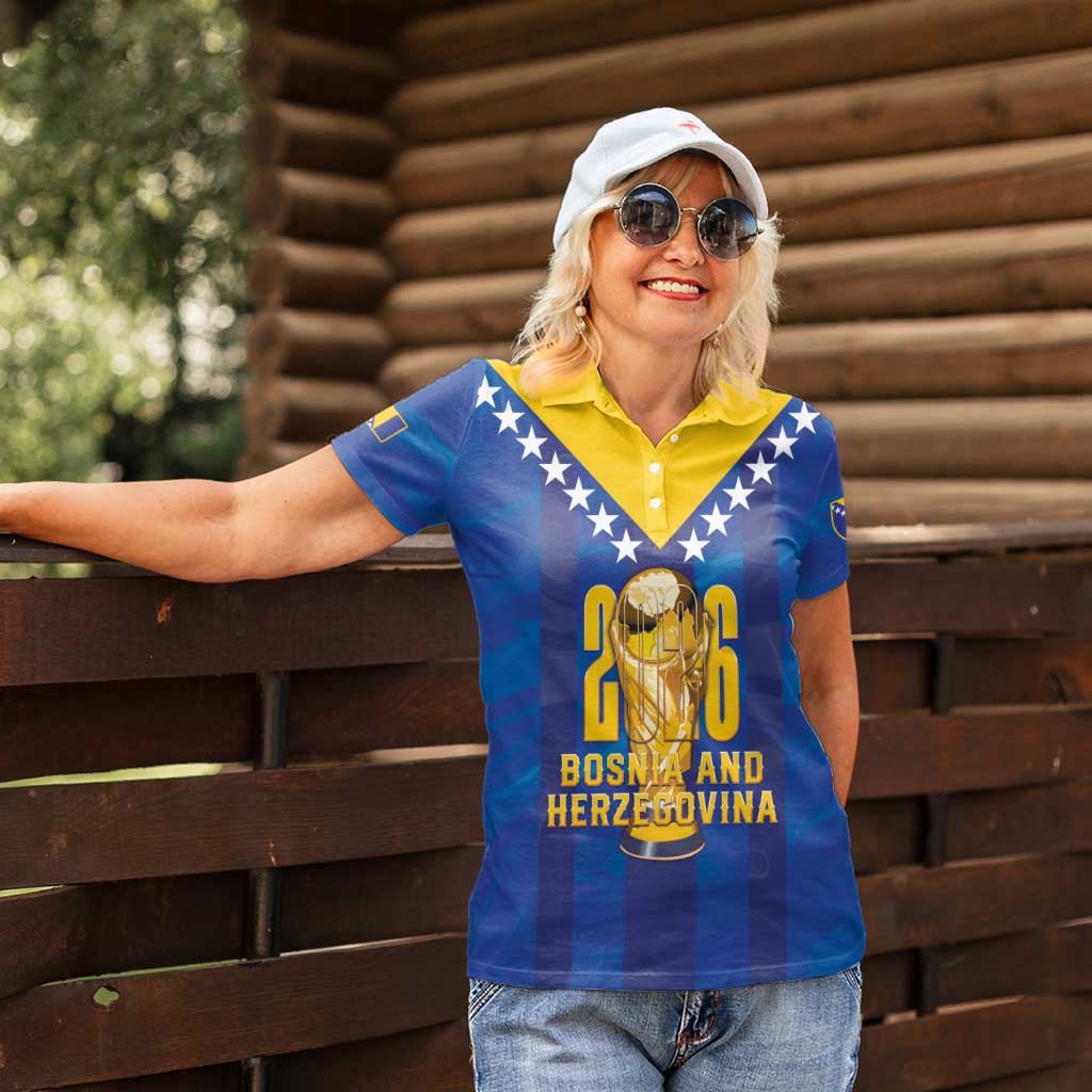 Custom Football 2026 Bosnia And Herzegovina Women Polo Shirt Trophy Style