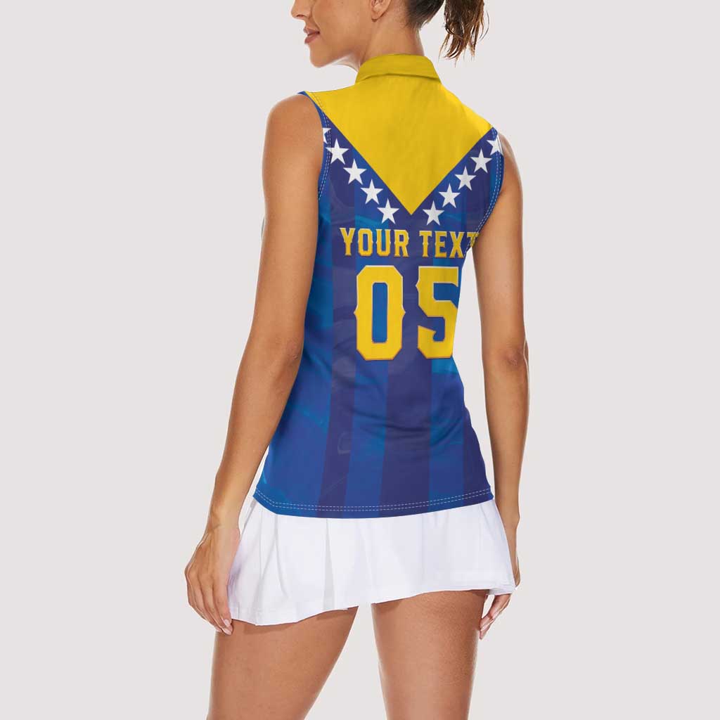 Custom Football 2026 Bosnia And Herzegovina Women Sleeveless Polo Shirt Trophy Style