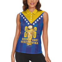 Custom Football 2026 Bosnia And Herzegovina Women Sleeveless Polo Shirt Trophy Style