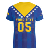 Custom Football 2026 Bosnia And Herzegovina Women V-Neck T-Shirt Trophy Style