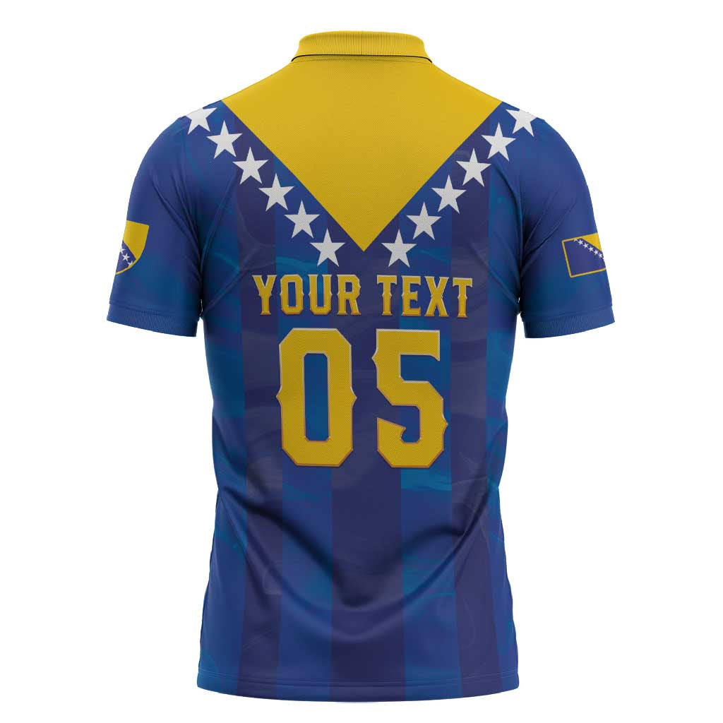 Custom Football 2026 Bosnia And Herzegovina Zipper Polo Shirt Trophy Style