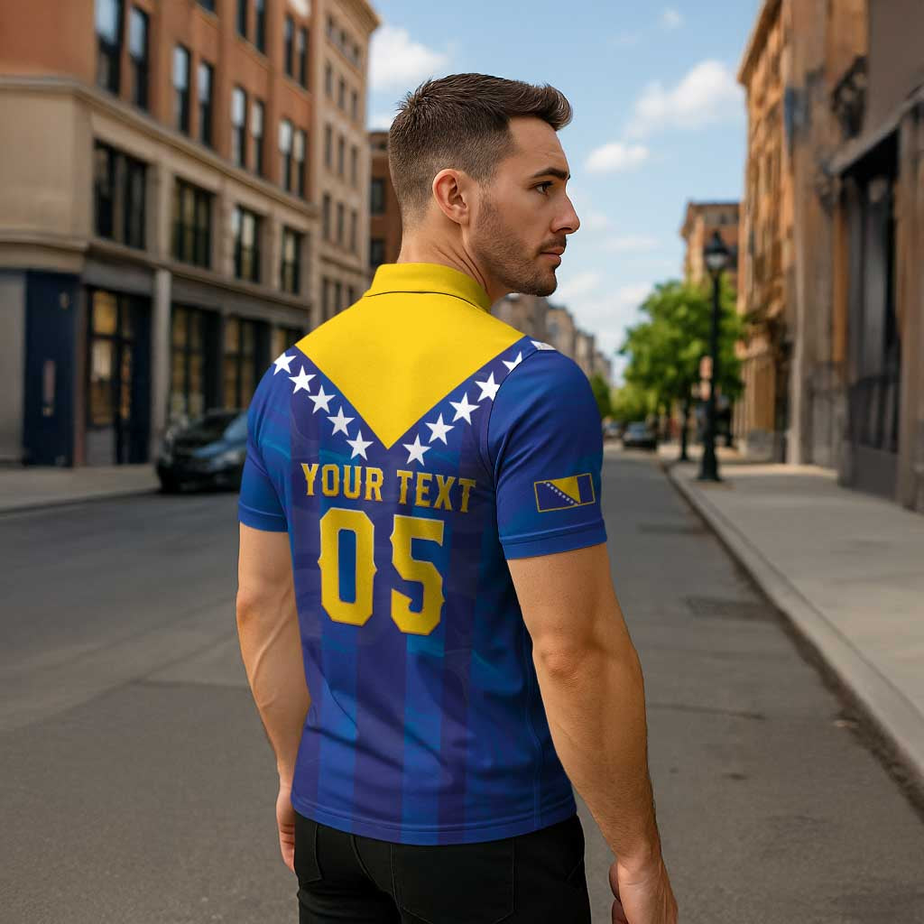 Custom Football 2026 Bosnia And Herzegovina Zipper Polo Shirt Trophy Style