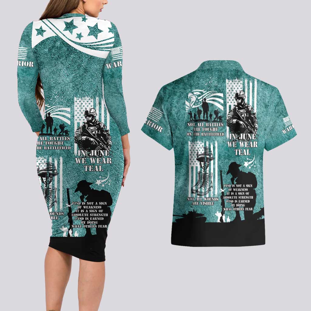 Veteran PTSD Couples Matching Long Sleeve Bodycon Dress and Hawaiian Shirt Not A Sign Of Weakness It Is Earned By Doing What Others Fear