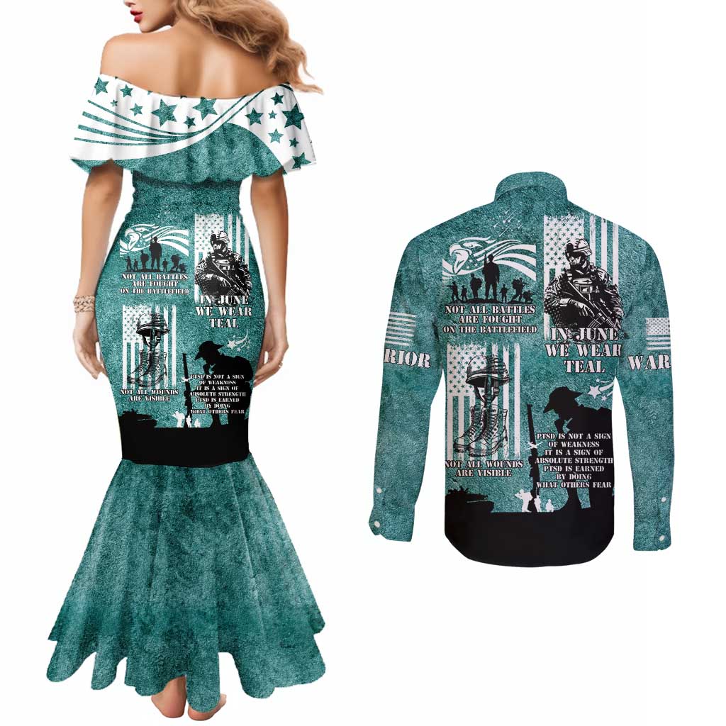 Veteran PTSD Couples Matching Mermaid Dress and Long Sleeve Button Shirt Not A Sign Of Weakness It Is Earned By Doing What Others Fear