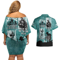 Veteran PTSD Couples Matching Off Shoulder Short Dress and Hawaiian Shirt Not A Sign Of Weakness It Is Earned By Doing What Others Fear