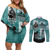 Veteran PTSD Couples Matching Off Shoulder Short Dress and Long Sleeve Button Shirt Not A Sign Of Weakness It Is Earned By Doing What Others Fear