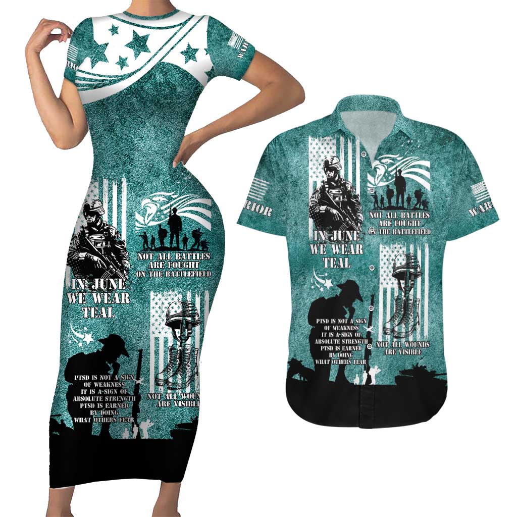 Veteran PTSD Couples Matching Short Sleeve Bodycon Dress and Hawaiian Shirt Not A Sign Of Weakness It Is Earned By Doing What Others Fear
