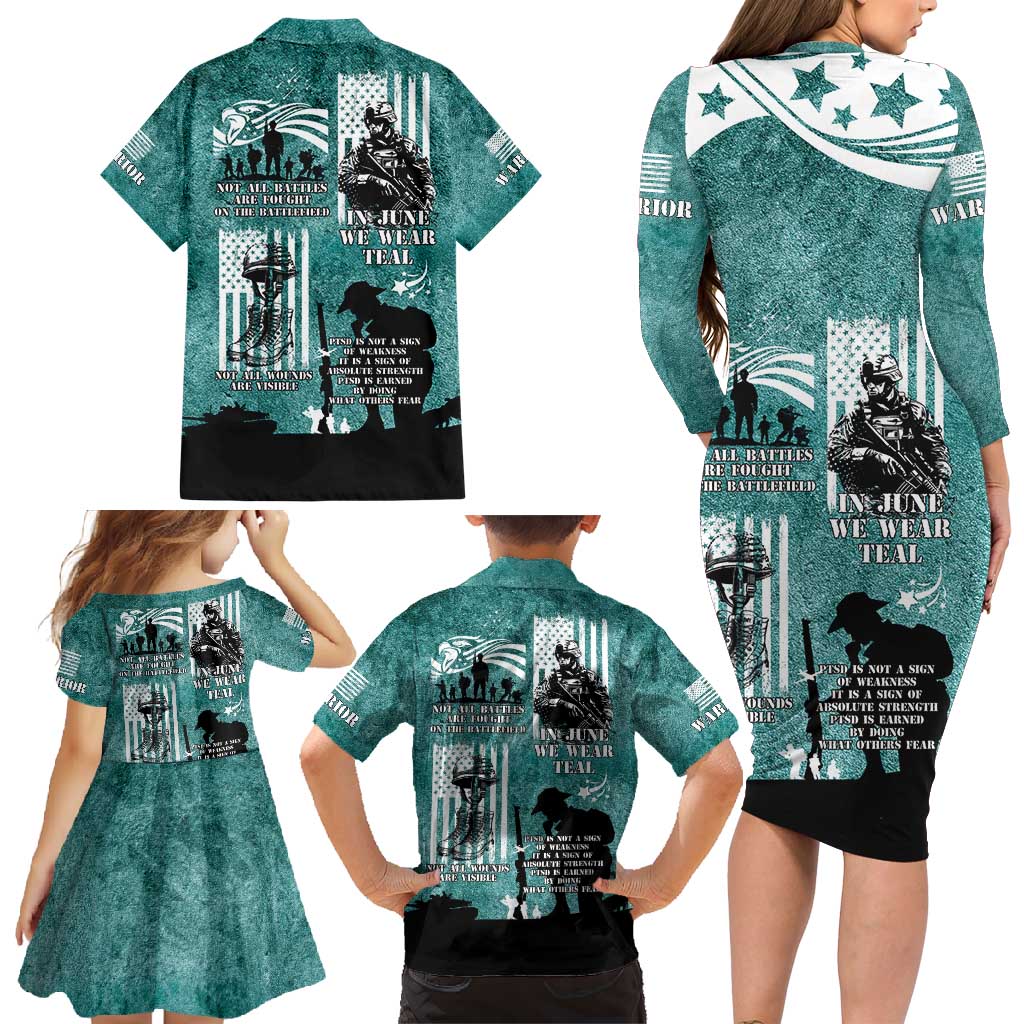Veteran PTSD Family Matching Long Sleeve Bodycon Dress and Hawaiian Shirt Not A Sign Of Weakness It Is Earned By Doing What Others Fear