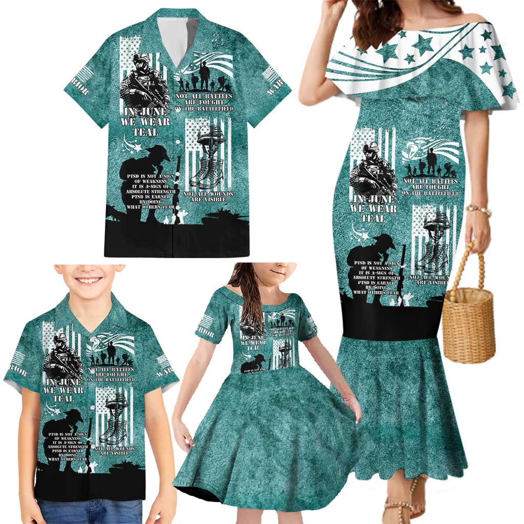 Veteran PTSD Family Matching Mermaid Dress and Hawaiian Shirt Not A Sign Of Weakness It Is Earned By Doing What Others Fear