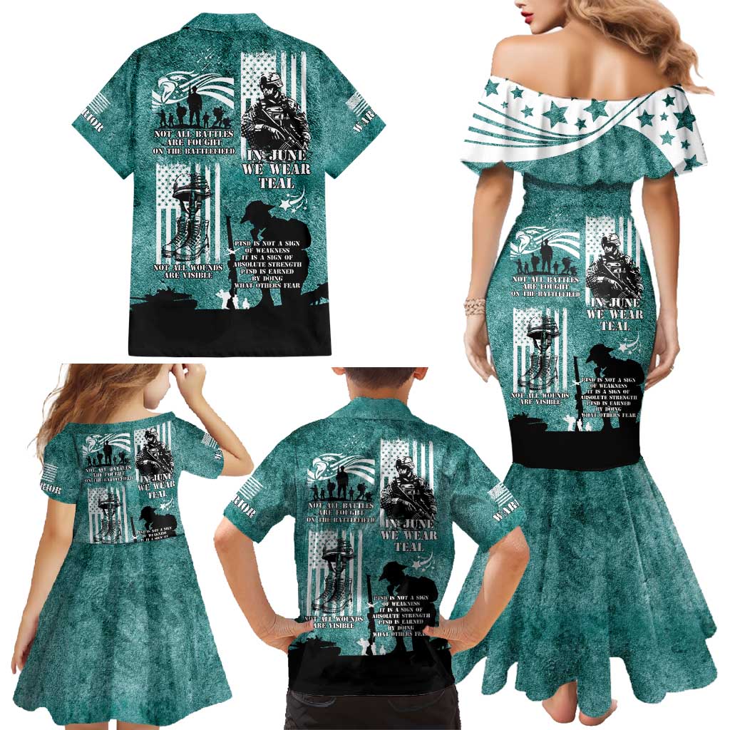 Veteran PTSD Family Matching Mermaid Dress and Hawaiian Shirt Not A Sign Of Weakness It Is Earned By Doing What Others Fear