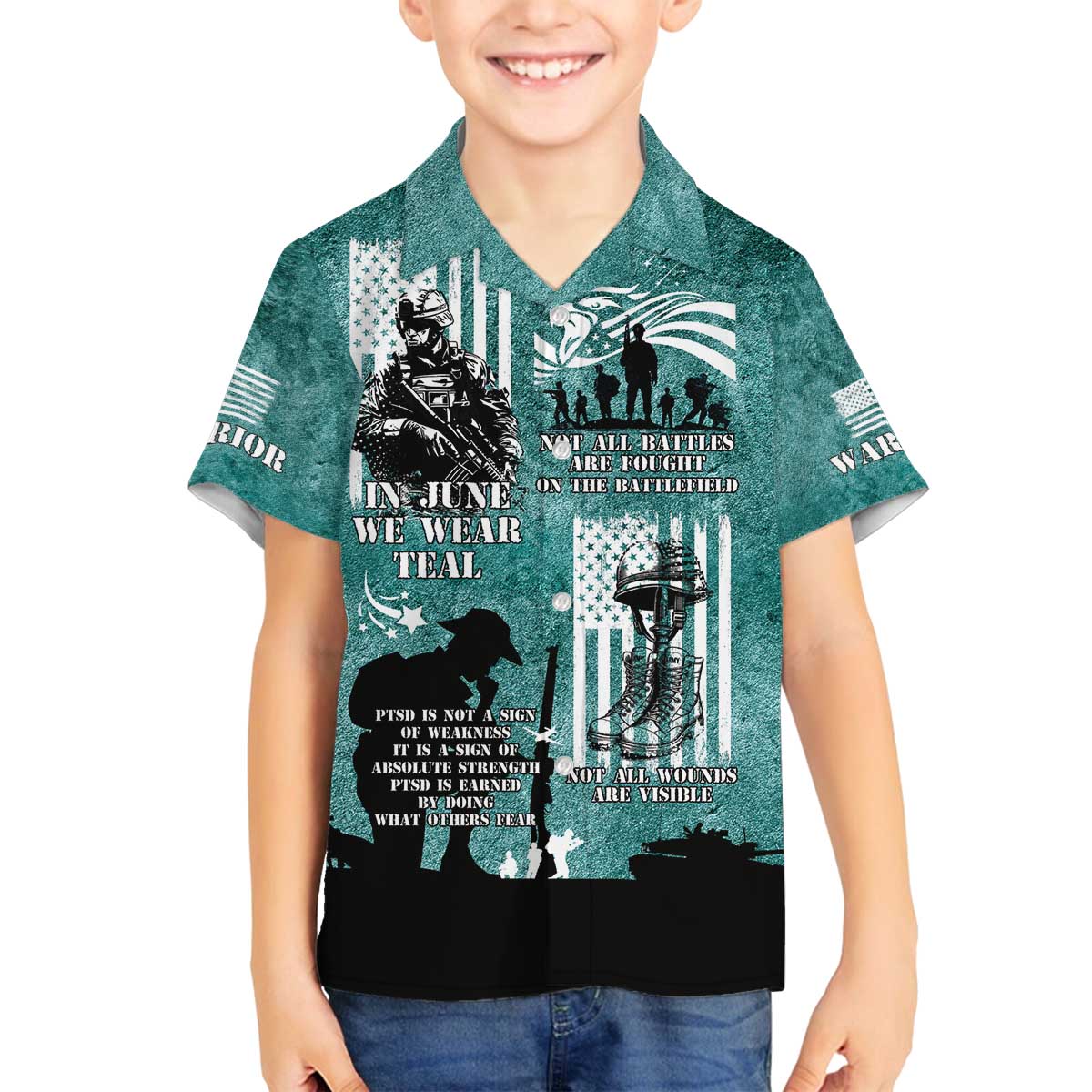 Veteran PTSD Family Matching Off The Shoulder Long Sleeve Dress and Hawaiian Shirt Not A Sign Of Weakness It Is Earned By Doing What Others Fear