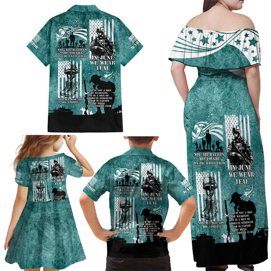 Veteran PTSD Family Matching Off Shoulder Maxi Dress and Hawaiian Shirt Not A Sign Of Weakness It Is Earned By Doing What Others Fear