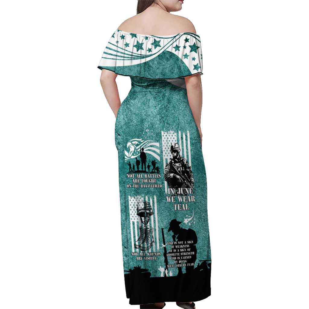 Veteran PTSD Family Matching Off Shoulder Maxi Dress and Hawaiian Shirt Not A Sign Of Weakness It Is Earned By Doing What Others Fear