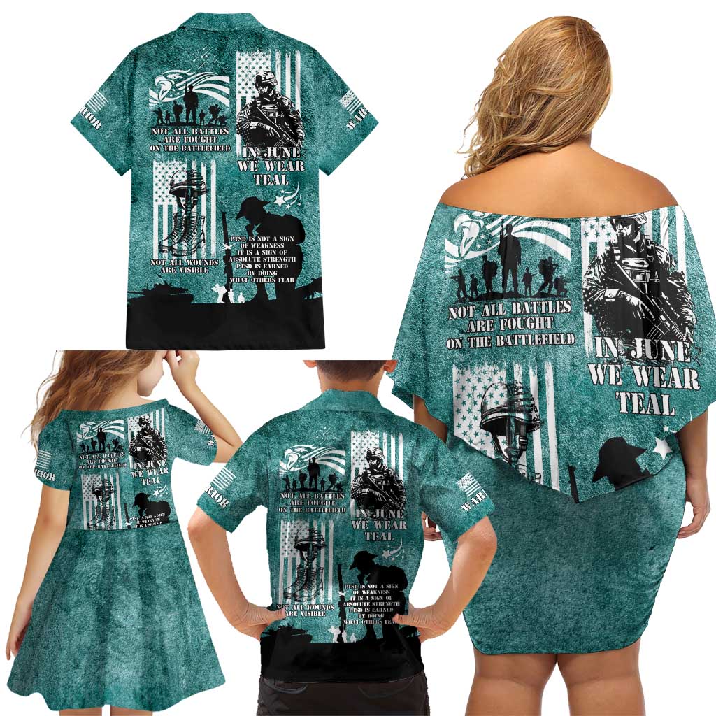 Veteran PTSD Family Matching Off Shoulder Short Dress and Hawaiian Shirt Not A Sign Of Weakness It Is Earned By Doing What Others Fear