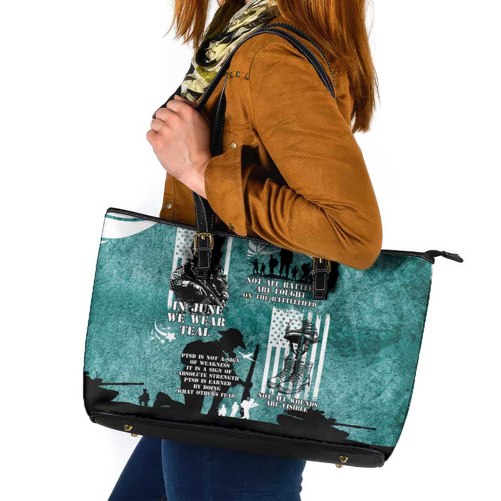 Veteran PTSD Leather Tote Bag Not A Sign Of Weakness It Is Earned By Doing What Others Fear