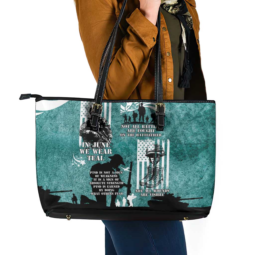 Veteran PTSD Leather Tote Bag Not A Sign Of Weakness It Is Earned By Doing What Others Fear