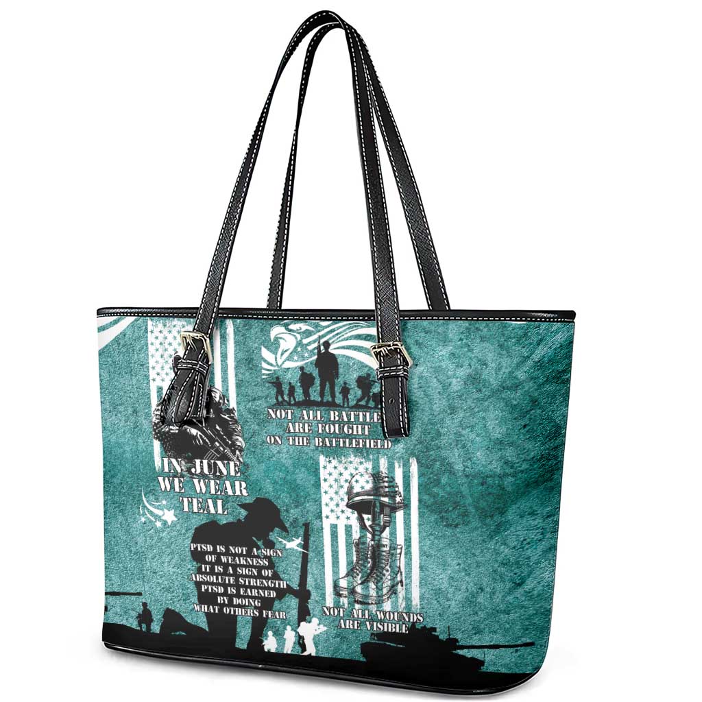 Veteran PTSD Leather Tote Bag Not A Sign Of Weakness It Is Earned By Doing What Others Fear