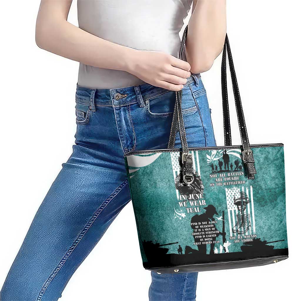Veteran PTSD Leather Tote Bag Not A Sign Of Weakness It Is Earned By Doing What Others Fear