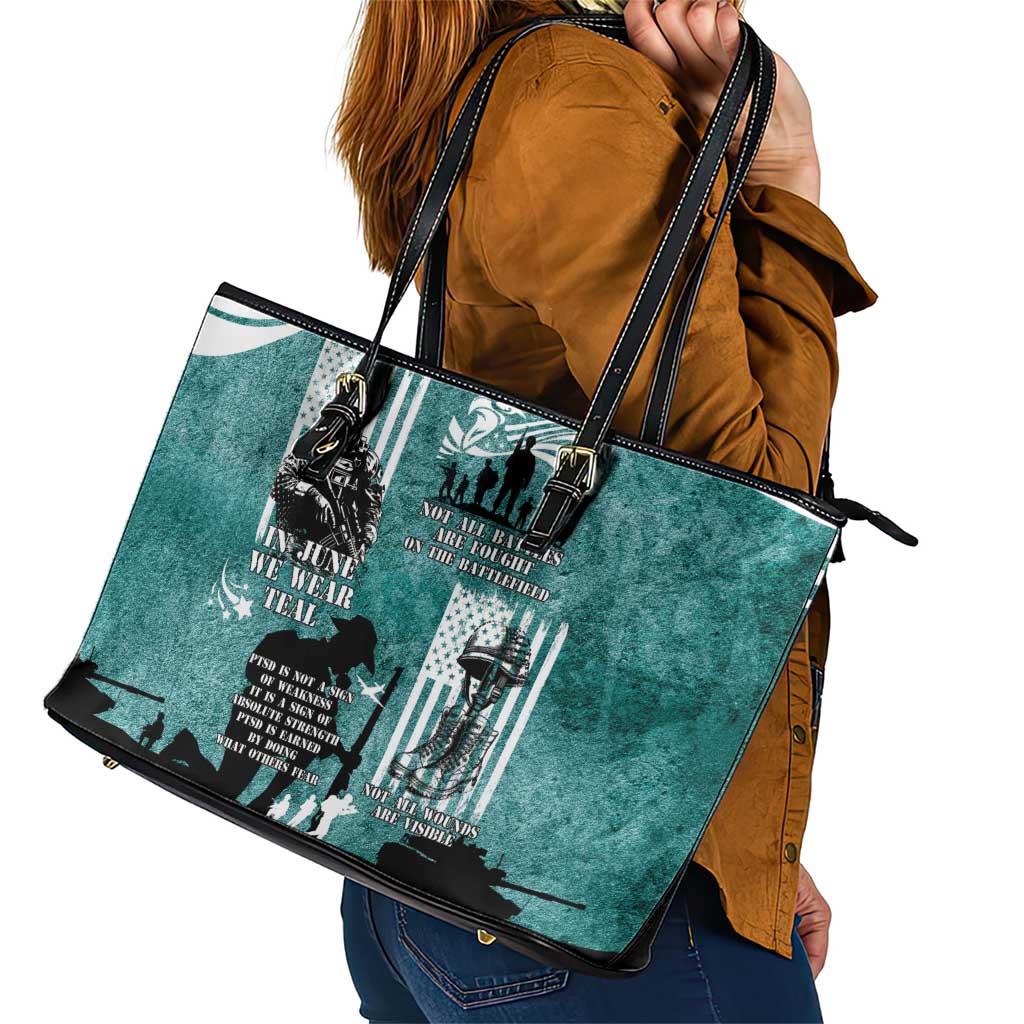 Veteran PTSD Leather Tote Bag Not A Sign Of Weakness It Is Earned By Doing What Others Fear