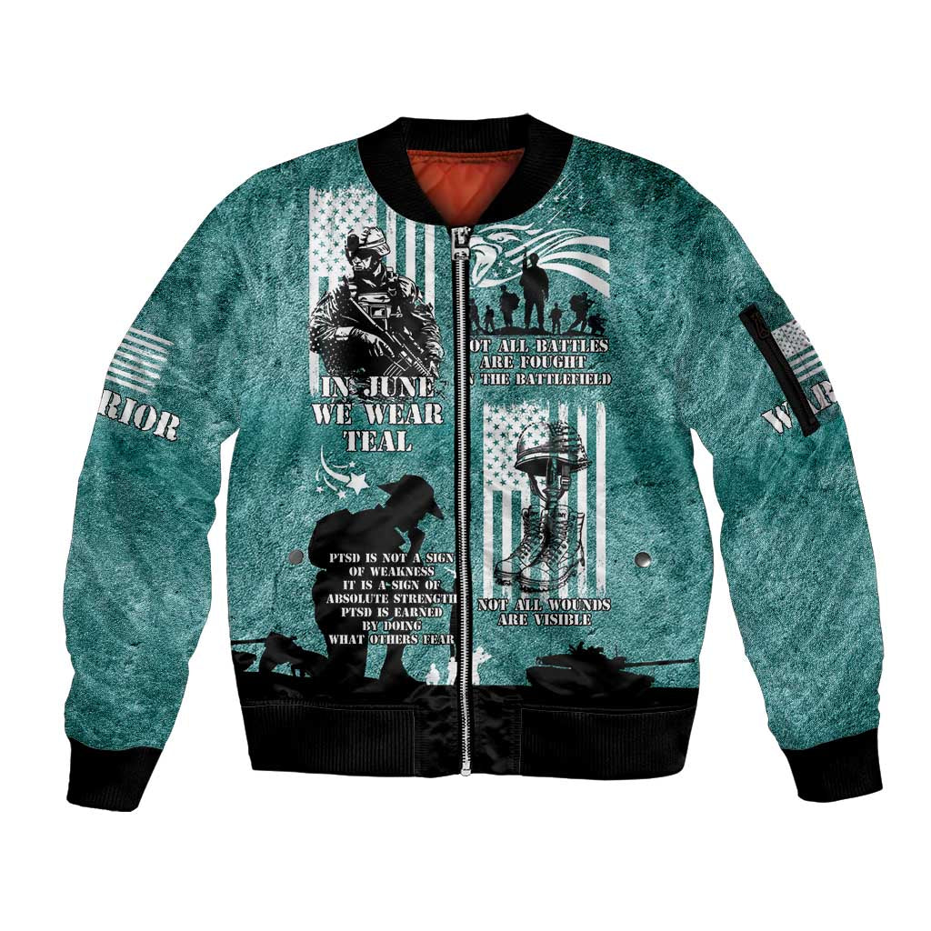 Veteran PTSD Sleeve Zip Bomber Jacket Not A Sign Of Weakness It Is Earned By Doing What Others Fear