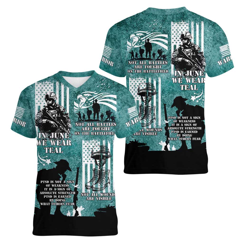 Veteran PTSD Women V-Neck T-Shirt Not A Sign Of Weakness It Is Earned By Doing What Others Fear