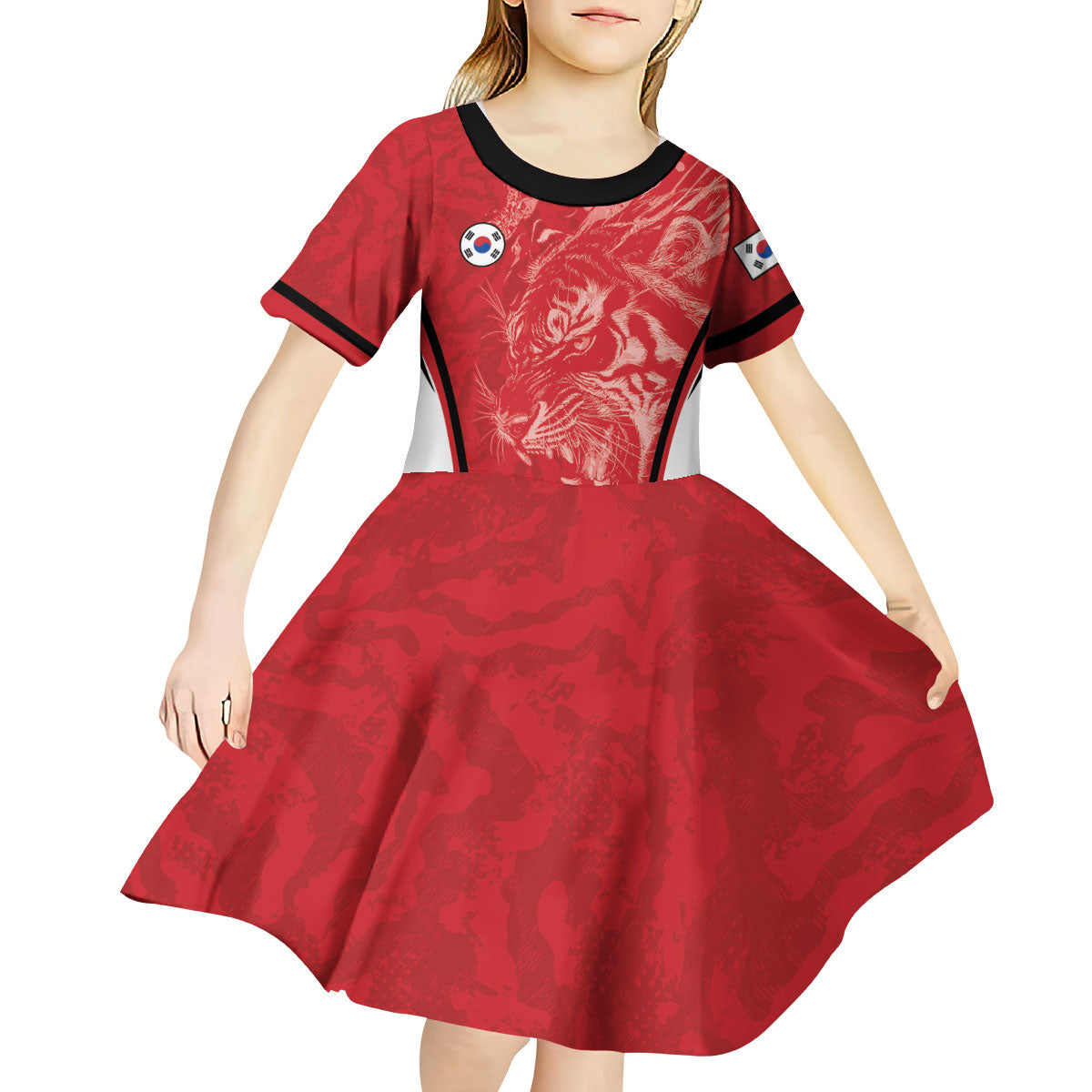 Custom South Korea Football 2026 Kid Short Sleeve Dress Taegeuk Warriors Spirit Sporty Style