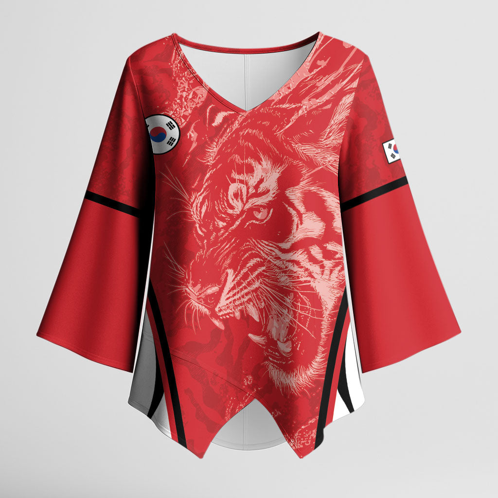 Custom South Korea Football 2026 Kimono Sleeve Blouse Taegeuk Warriors Spirit Sporty Style