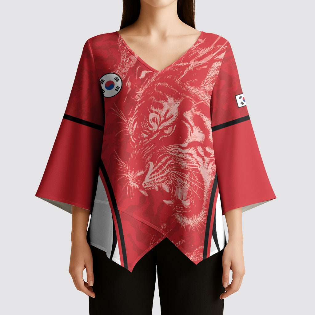 Custom South Korea Football 2026 Kimono Sleeve Blouse Taegeuk Warriors Spirit Sporty Style