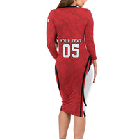 Custom South Korea Football 2026 Long Sleeve Bodycon Dress Taegeuk Warriors Spirit Sporty Style
