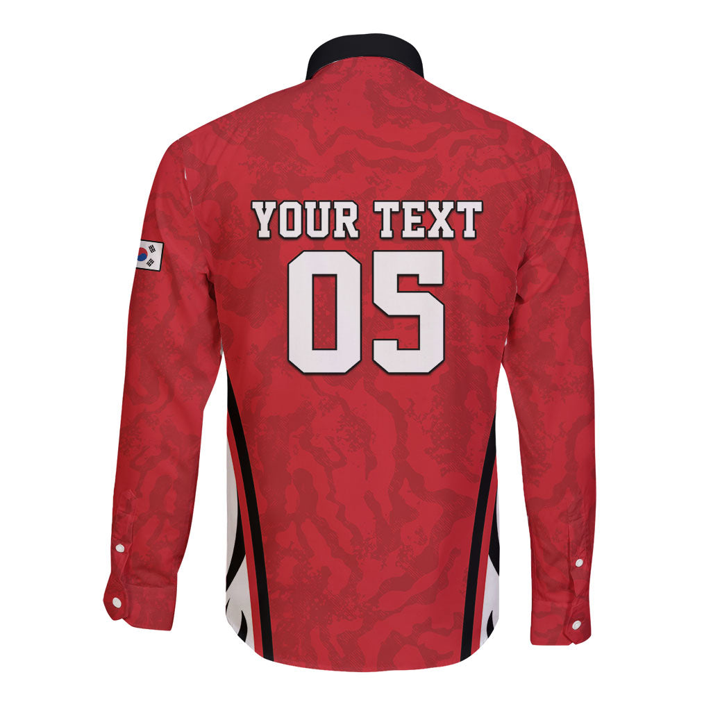 Custom South Korea Football 2026 Long Sleeve Button Shirt Taegeuk Warriors Spirit Sporty Style