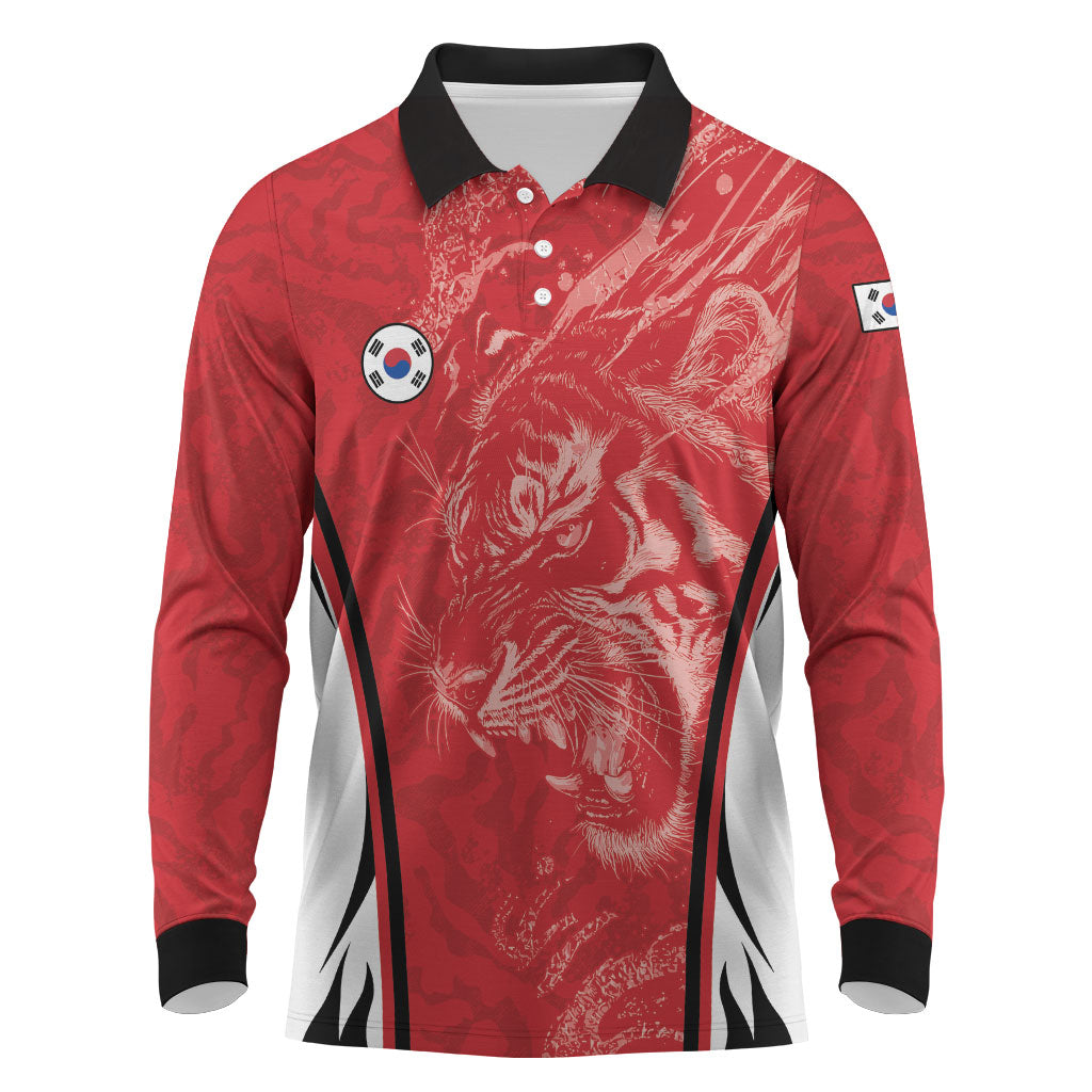 Custom South Korea Football 2026 Long Sleeve Polo Shirt Taegeuk Warriors Spirit Sporty Style