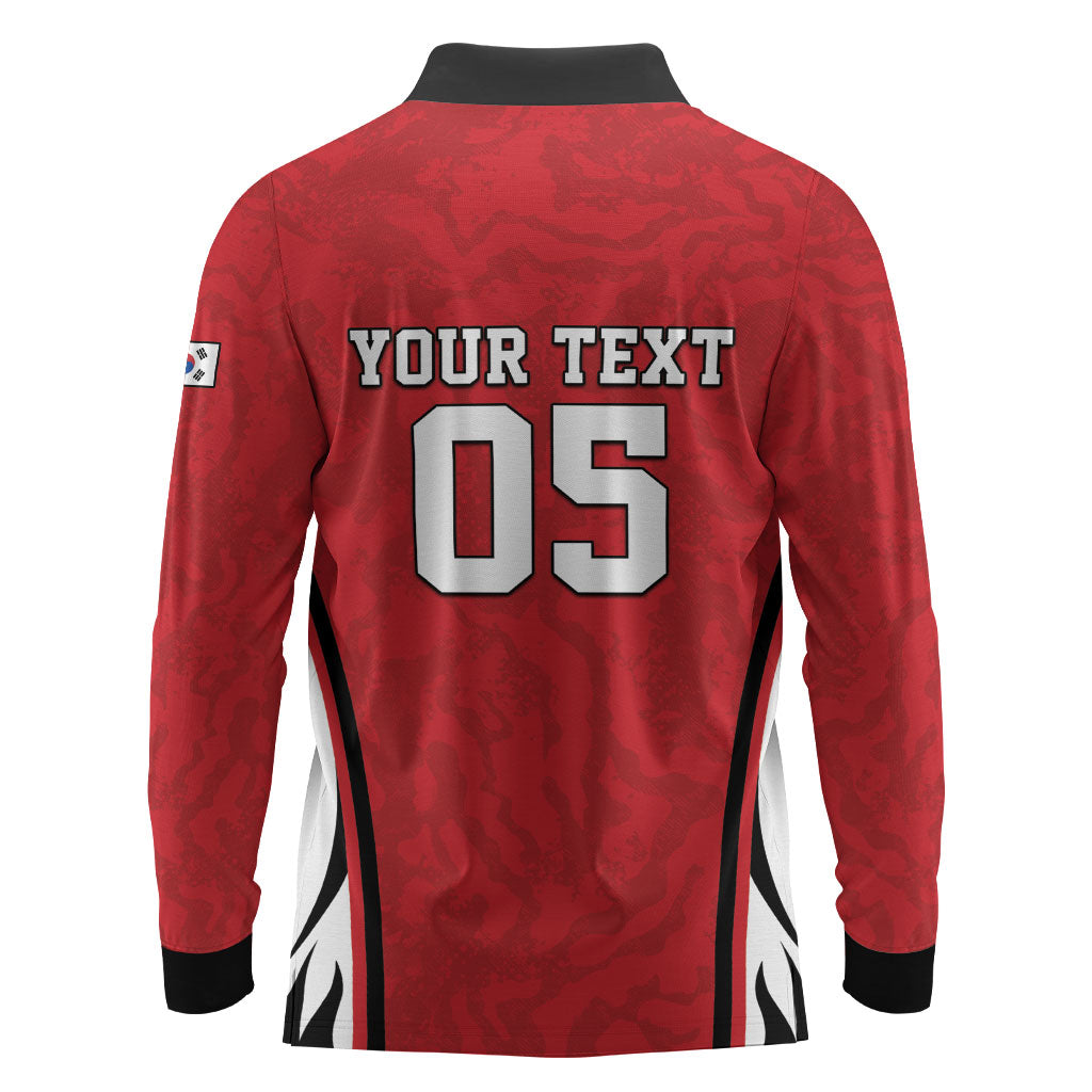 Custom South Korea Football 2026 Long Sleeve Polo Shirt Taegeuk Warriors Spirit Sporty Style