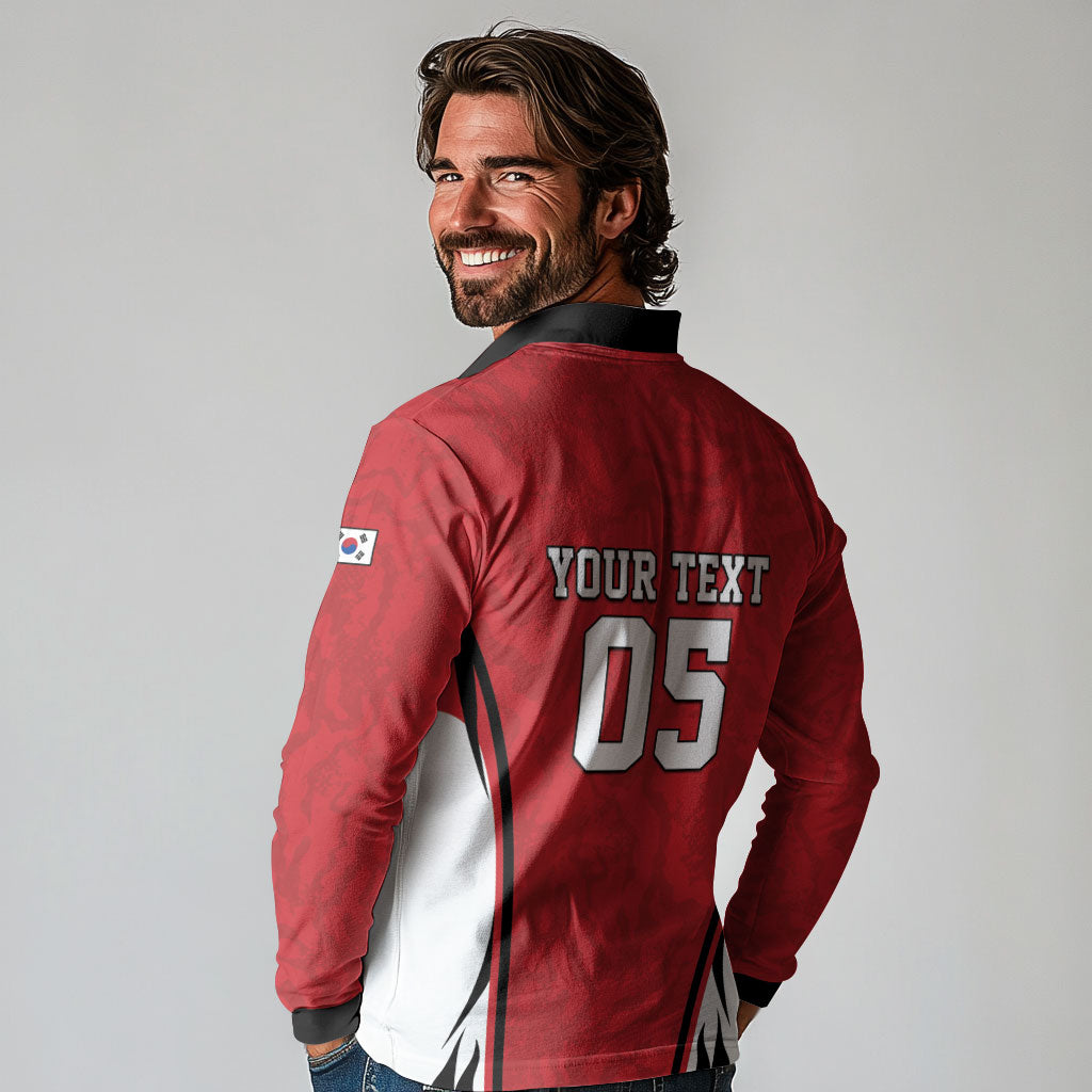 Custom South Korea Football 2026 Long Sleeve Polo Shirt Taegeuk Warriors Spirit Sporty Style