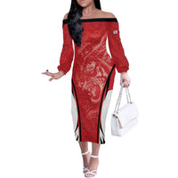 Custom South Korea Football 2026 Off The Shoulder Long Sleeve Dress Taegeuk Warriors Spirit Sporty Style