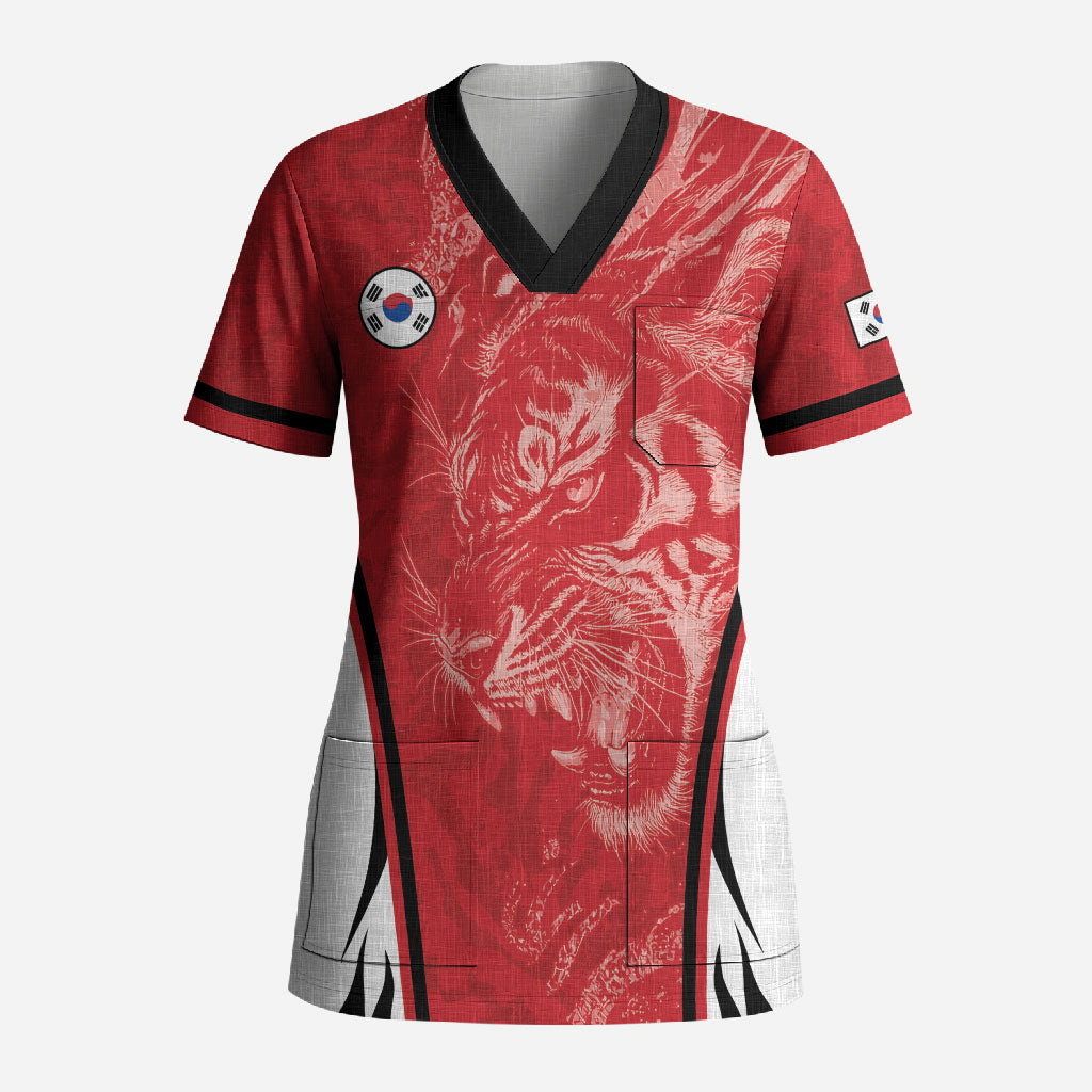 Custom South Korea Football 2026 Scrub Top Taegeuk Warriors Spirit Sporty Style