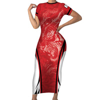 Custom South Korea Football 2026 Short Sleeve Bodycon Dress Taegeuk Warriors Spirit Sporty Style