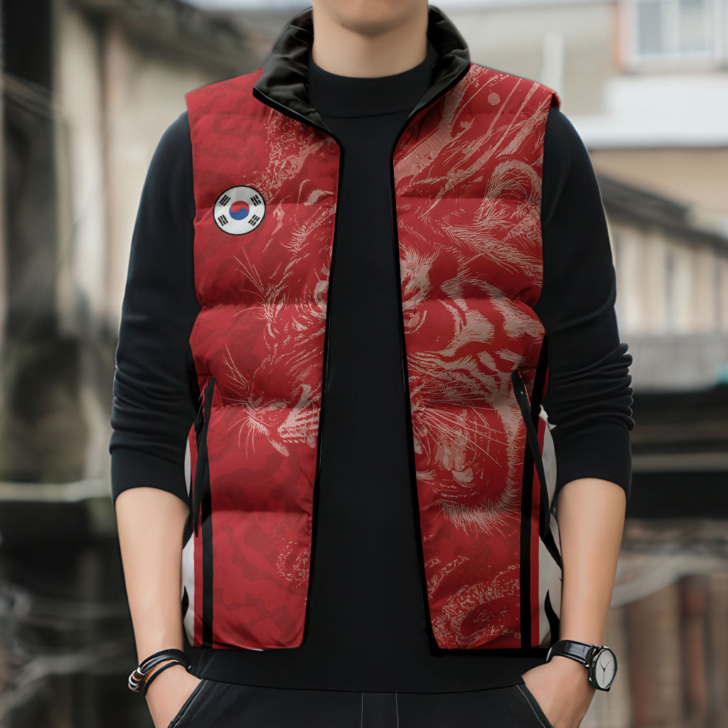 Custom South Korea Football 2026 Sleeveless Puffer Jacket Taegeuk Warriors Spirit Sporty Style