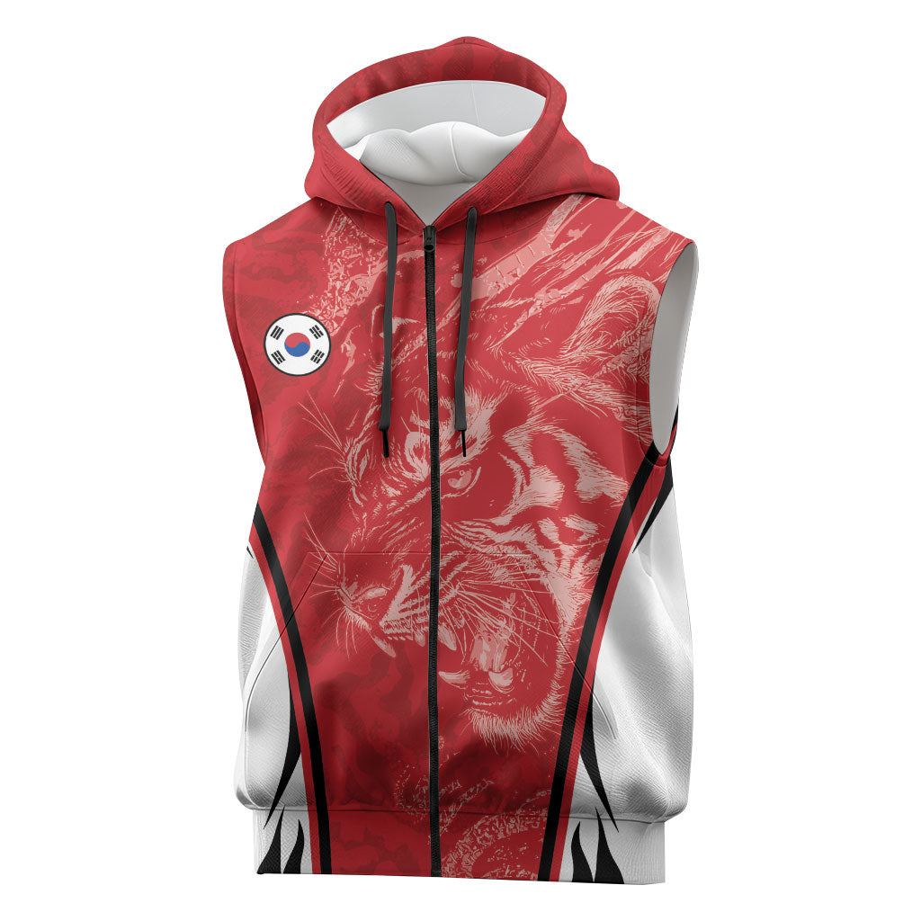 Custom South Korea Football 2026 Sleeveless Zip Hoodie Taegeuk Warriors Spirit Sporty Style
