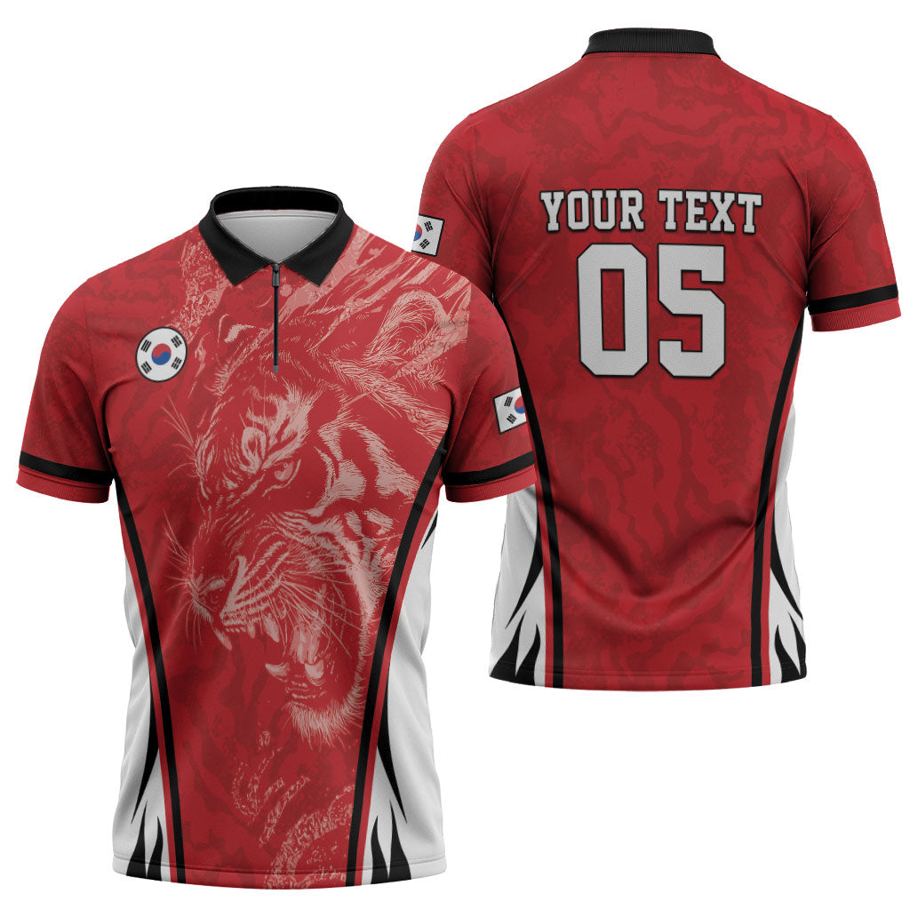 Custom South Korea Football 2026 Zipper Polo Shirt Taegeuk Warriors Spirit Sporty Style