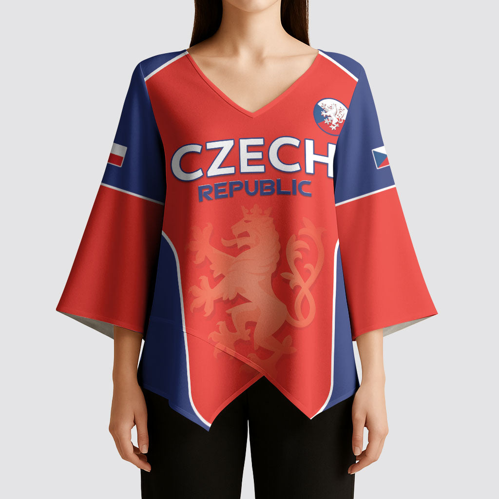 Custom Czechia Football 2026 Kimono Sleeve Blouse National Lion Unique Style