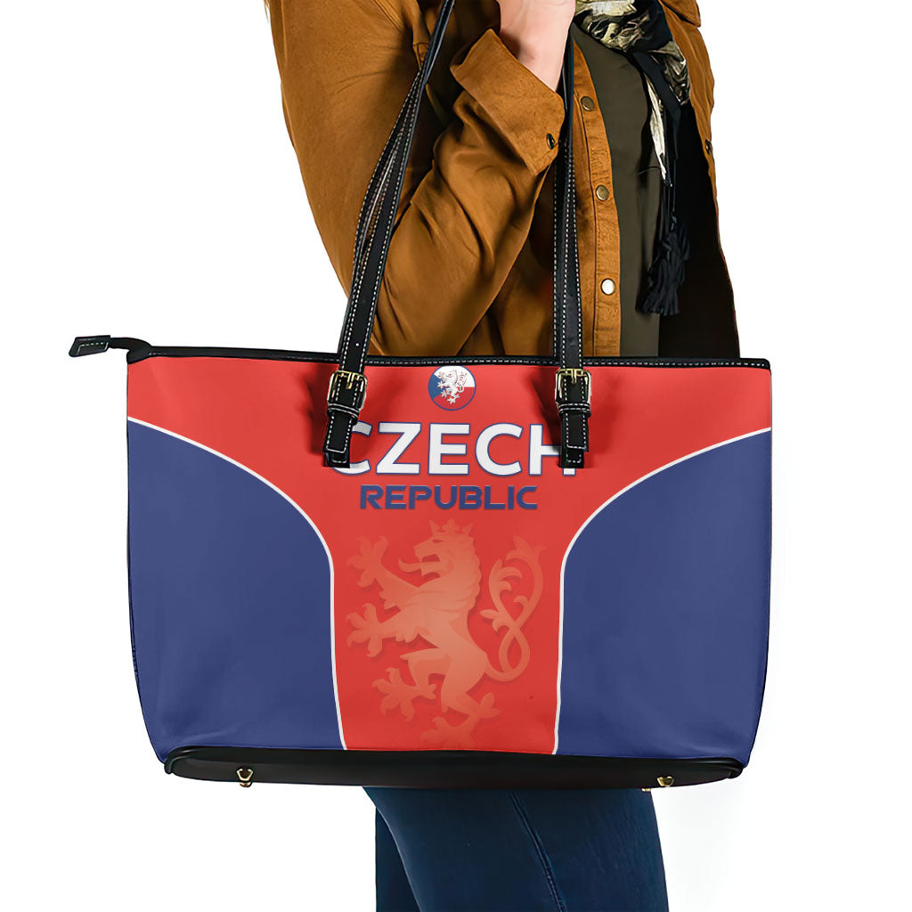 Czechia Football 2026 Leather Tote Bag National Lion Unique Style