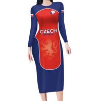 Custom Czechia Football 2026 Long Sleeve Bodycon Dress National Lion Unique Style
