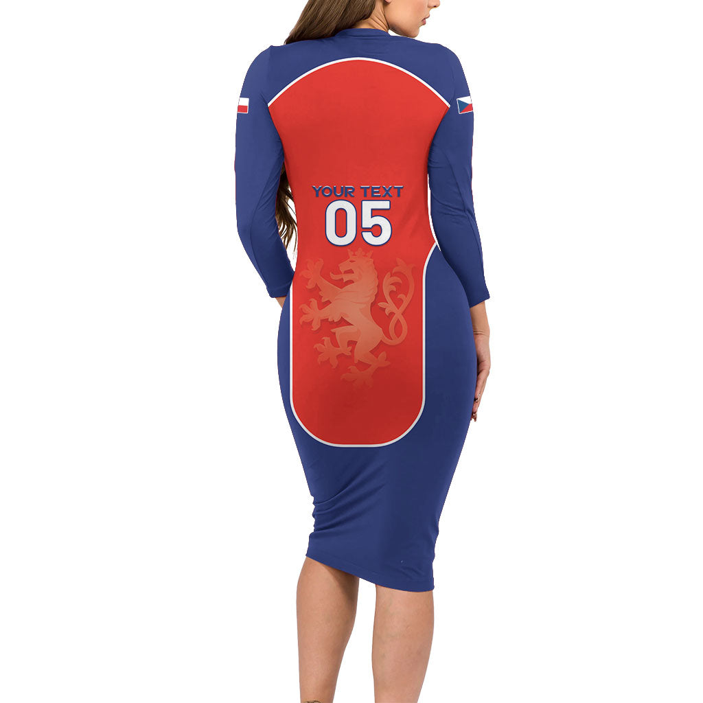 Custom Czechia Football 2026 Long Sleeve Bodycon Dress National Lion Unique Style