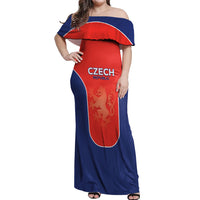 Custom Czechia Football 2026 Off Shoulder Maxi Dress National Lion Unique Style