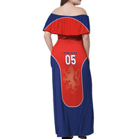 Custom Czechia Football 2026 Off Shoulder Maxi Dress National Lion Unique Style